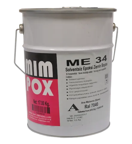 Mimpox ME34 solventsiz epoksi son kat boya 10 kg ve 20 kg set